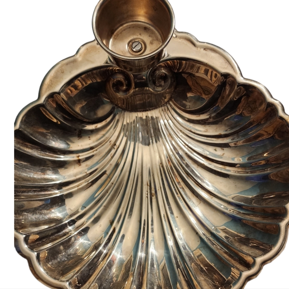 The Sheffield Silver Co. Vintage Large Silverplate Clam Sea Shell Serving Dish